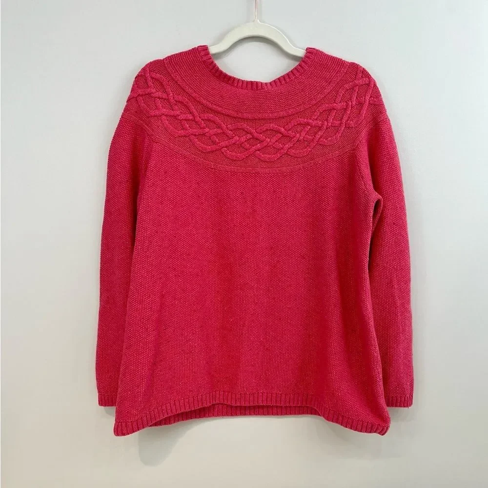 Talbots Tweed Cable Yoke Sweater